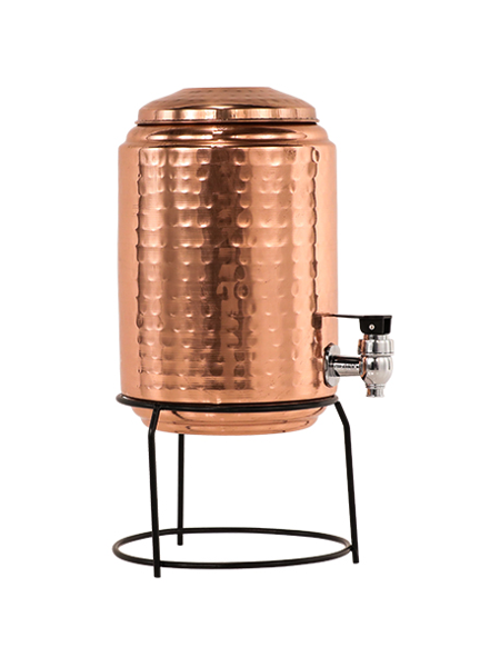 5 ltr Hammered copper water dispenser with stand