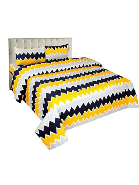 3D Zig Zag Printed Double Bedsheets with Pillow Covers by HOMDAZAL