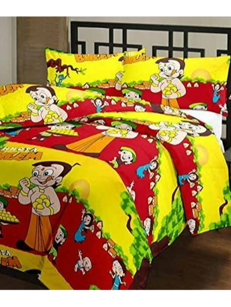 Picture of 3D Chota Bheem Printed Double Bedsheets with Pillow Covers by HOMDAZAL