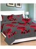 3D Red & Black Roses Printed Double Bedsheets with Pillow Covers by HOMDAZAL