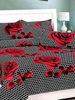 Close View of 3D Red & Black Roses Printed Double Bedsheets with Pillow Covers by HOMDAZAL