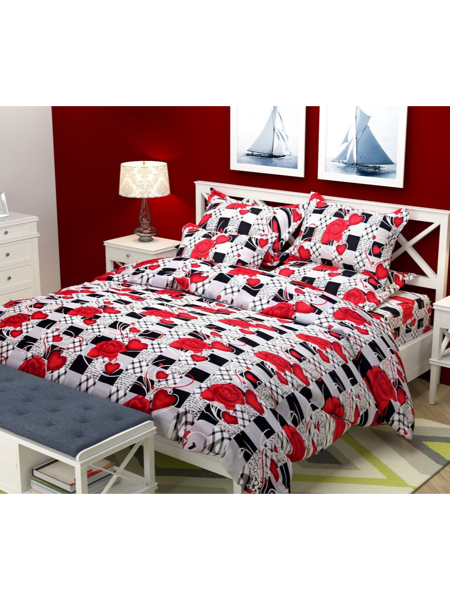 3D Roses & Hearts Printed Double Bedsheets with Pillow Covers by HOMDAZAL