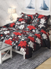 Close View of 3D Red & White Floral Printed Double Bedsheets with Pillow Covers by HOMDAZAL
