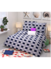 3D Blue & White Square Printed Double Bedsheets with Pillow Covers by HOMDAZAL