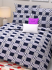 Close View of 3D Blue & White Square Printed Double Bedsheets with Pillow Covers by HOMDAZAL