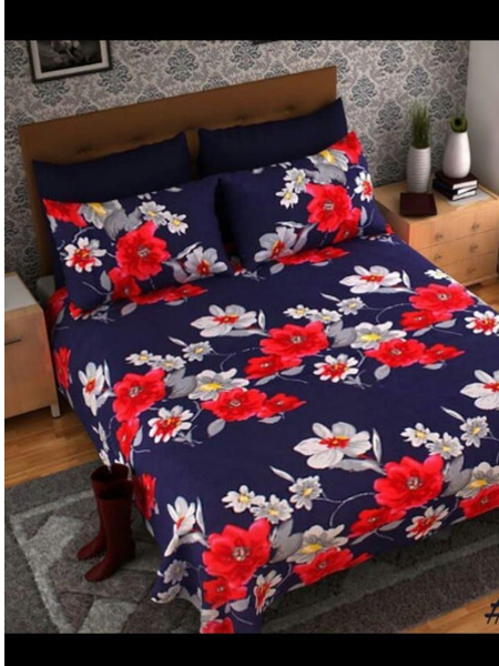 Picture of 3D Bold Floral Printed Double Bedsheets with Pillow Covers by HOMDAZAL