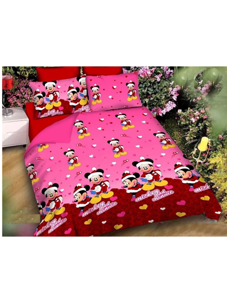Picture of 3D Mickey & Minnie Printed Double Bedsheets with Pillow Covers by HOMDAZAL