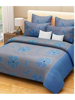 3D Blue Floral Printed Double Bedsheets with Pillow Covers by HOMDAZAL