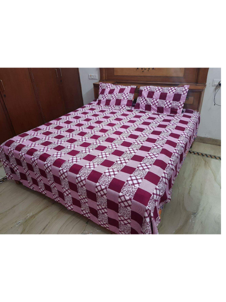 3D Abstract Prints in Mauve Printed Double Bedsheets with Pillow Covers by HOMDAZAL