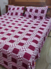 Close View of 3D Abstract Prints in Mauve Printed Double Bedsheets with Pillow Covers by HOMDAZAL