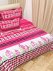 Close View of 3D Pink & White Floral Printed Double Bedsheets with Pillow Covers by HOMDAZAL