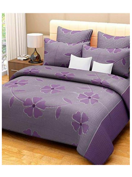 3D Mauve Floral Printed Double Bedsheets with Pillow Covers by HOMDAZAL