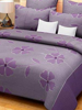 Close View of 3D Mauve Floral Printed Double Bedsheets with Pillow Covers by HOMDAZAL