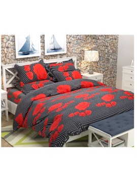 3D Bold Red Roses Printed Double Bedsheets with Pillow Covers by HOMDAZAL