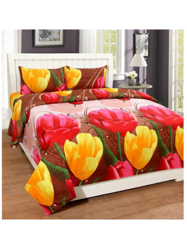 3D Bold Tulip Printed Double Bedsheets with Pillow Covers by HOMDAZAL