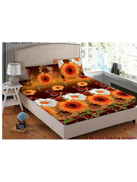 3D Yellow Sunflowers Printed Double Bedsheets with Pillow Covers by HOMDAZAL