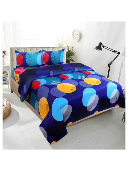 3D Bold Circles Printed Double Bedsheets with Pillow Covers by HOMDAZAL