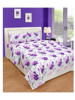 3D Violet Floral Printed Double Bedsheets with Pillow Covers by HOMDAZAL