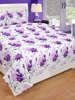 Close View of 3D Violet Floral Printed Double Bedsheets with Pillow Covers by HOMDAZAL