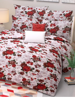 Close View of 3D Red Roses on White Printed Double Bedsheets with Pillow Covers by HOMDAZAL