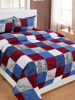 Close View of 3D Squares Printed Double Bedsheets with Pillow Covers