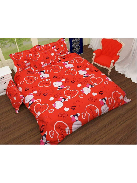 3D Hello Kitty Printed Double Bedsheet with Pillow Covers
