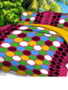 Close View of 3D Multicolour Circles Printed Double Bedsheet with Pillow Covers