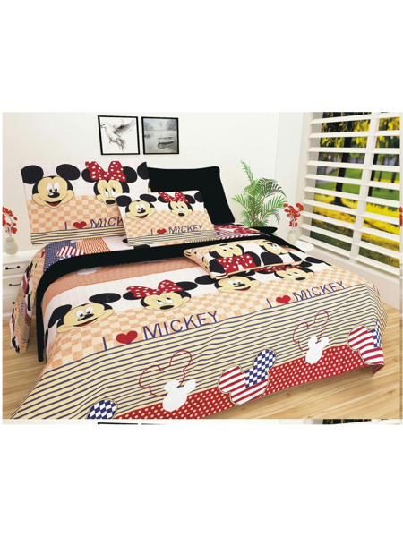 3D Mickey & Minnie Love Printed Double Bedsheet with Pillow Covers by HOMDAZAL