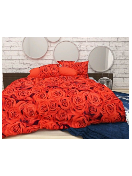3D Stunning Rose Printed Double Bedsheet with Pillow Covers by HOMDAZAL