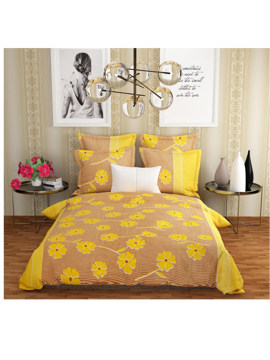 3D Yellow Flower Printed Double Bedsheet with Pillow Covers by HOMDAZAL