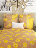 Close View of 3D Yellow Flower Printed Double Bedsheet with Pillow Covers by HOMDAZAL