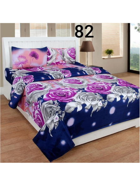 Picture of 3D Purple Rose Printed Double Bedsheet with Pillow Covers by HOMDAZAL