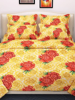 Picture of 3D Red Rose on Yellow Printed Double Bedsheet with Pillow Covers by HOMDAZAL