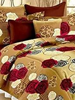 Close view of 3D Red Rose on Gold Printed Double Bedsheet with Pillow Covers