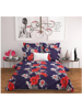 3D Red & White Poppy Flower Printed Double Bedsheet with Pillow Covers
