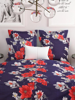 Close view of 3D Red & White Poppy Flower Printed Double Bedsheet with Pillow Covers