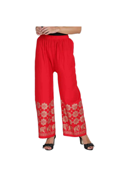 Picture of Women Printed Flared Palazzo Pants with Elephant Motif by Mgrandbear