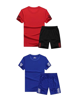 Red & Blue Grey & White Grey & Red Grey & Blue T-shirt & Shorts Combo