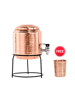 Picture of Hammered copper water dispenser 3 ltr with stand 1 Copper Glass FREE by Mr. Copper