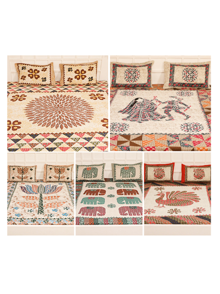 Picture of Jaipuri Bedsheets Combo of 5 Crimson Collection with 10 Pillow Covers