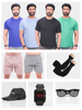 Picture of Pack of 4 T-Shirts with LED Watch ,Sunglasses ,Cap , 2 Boxers , Riding Sleeves