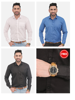Picture of Pack of 3 Readymade Men’s Shirt with Free Wrist Watch.