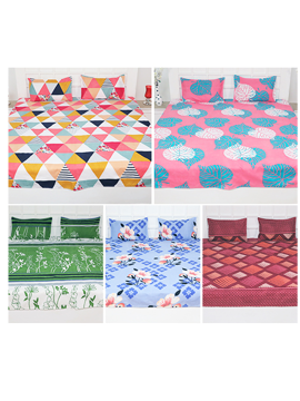 Cotton Bedsheets for Double Bed Pack of 5