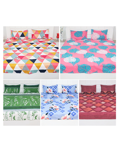 Cotton Bedsheets for Double Bed Pack of 5