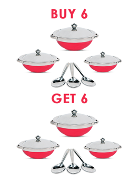 Buy 6 and Get 6 offer for stainess steel handi with lid