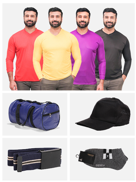Men's V Neck T-shirts with Free Accessories