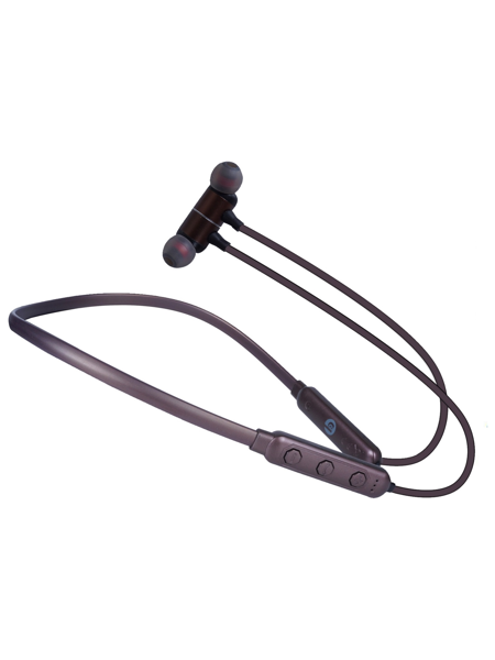 Picture of Hitage NBT-1949+ 40 Hours Music Time Wireless Neckband with Mic Bluetooth Headset Bluetooth Headset  (Brown, In the Ear)