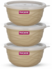 Picture of Trueware Stainless Steel, Plastic Serving Bowl Rio Microwave Safe Airtight Bowl set of 3, 1000 ML Each  (Pack of 3, Beige)