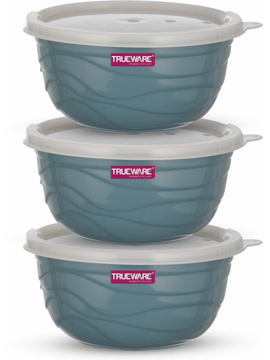 Picture of Trueware Stainless Steel, Plastic Serving Bowl  (Pack of 3, Blue)