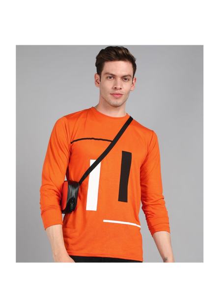 Picture of Full 2 Line Printed Full Sleeves T-shirt - Orange